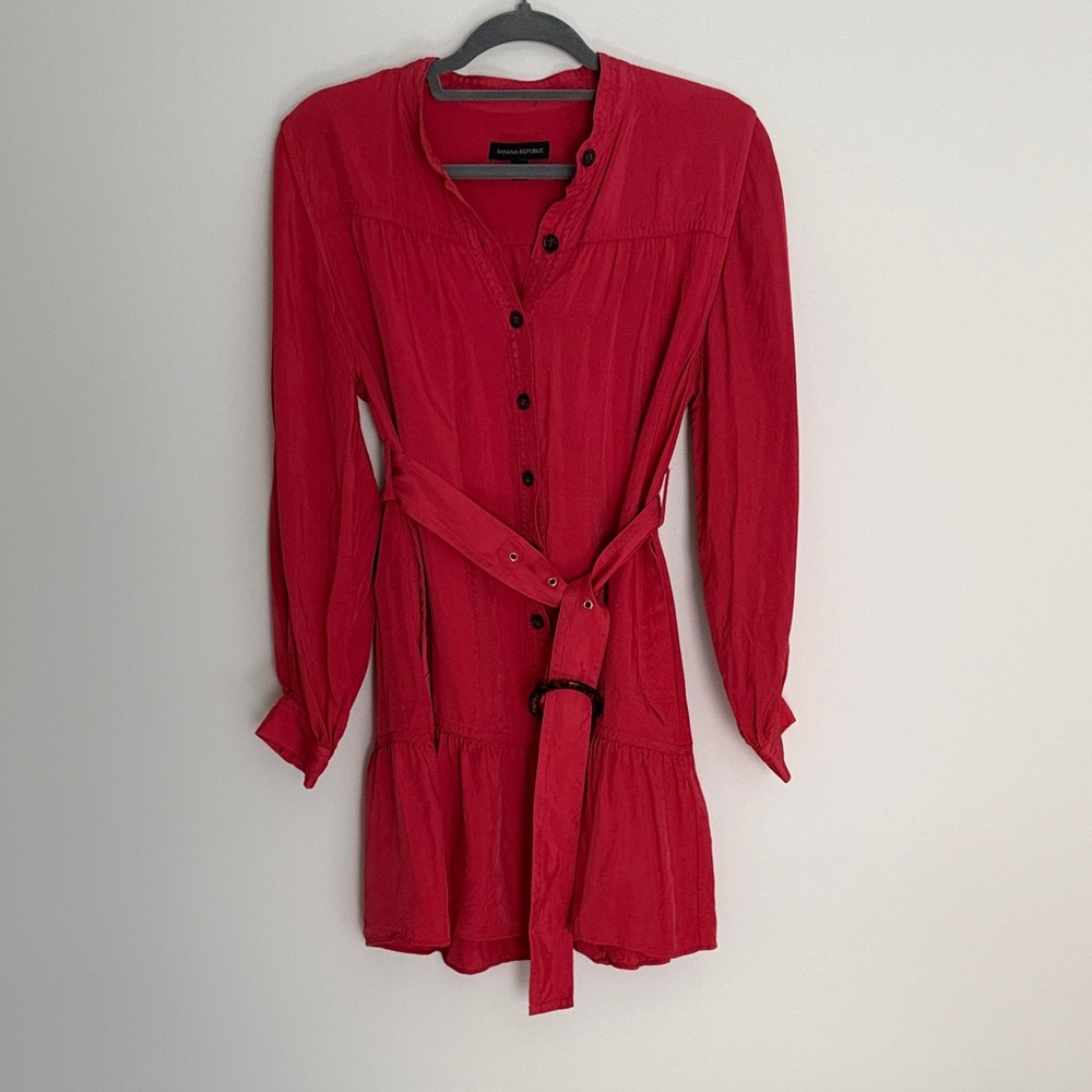 Red Button-Front Women's Dress by Banana Republic